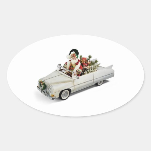 **SANTA HEEFT EEN GRONDNIEUWE RIDE** CHRISTMAS OVALE STICKER (Voorkant)