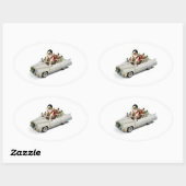 **SANTA HEEFT EEN GRONDNIEUWE RIDE** CHRISTMAS OVALE STICKER (Vel)