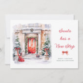 SANTA HEEFT EEN NIEUWE HALTE | Vakantie verhuizing Feestdagenkaart (Voorkant)