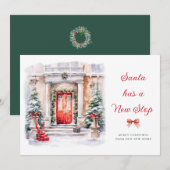 SANTA HEEFT EEN NIEUWE HALTE | Vakantie verhuizing Feestdagenkaart (Voorkant / Achterkant)