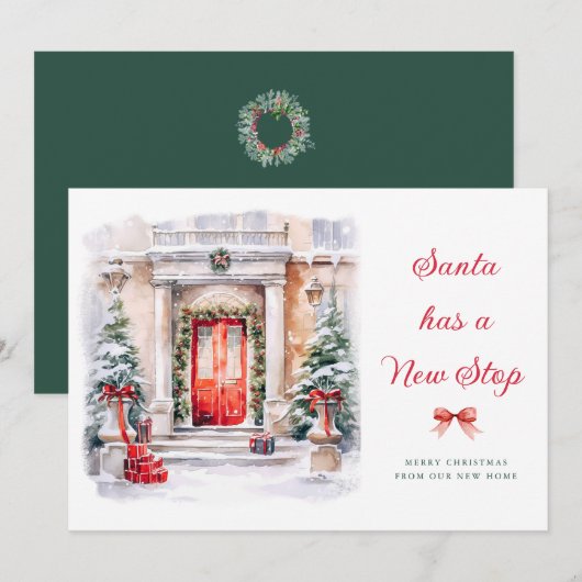 SANTA HEEFT EEN NIEUWE HALTE | Vakantie verhuizing Feestdagenkaart (Voorkant / Achterkant)