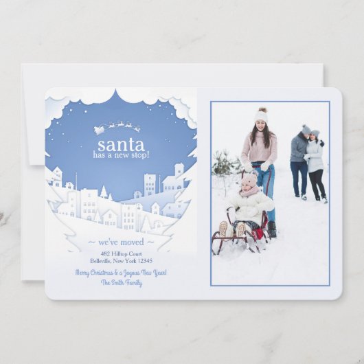 Santa heeft een nieuwe stop vakantie fotokaart kaart (Voorkant)