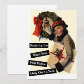 Santa heeft het juiste idee  Funny Holiday Feestdagenkaart (Voorkant / Achterkant)