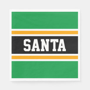 SANTA Heldergroen Zwart Geel Feestelijke Strepen Servet