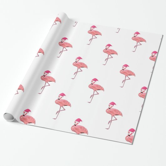 Santa Helper Flamingo's Patroon Cadeaupapier (Uitgerold)