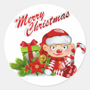 Santa Helper Round Sticker, glanzend Ronde Sticker