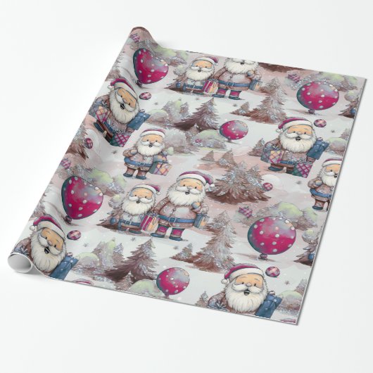 Santa Helpers Elegant Kerst Wrapping Papier (Uitgerold)