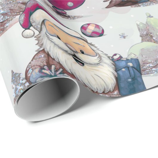 Santa Helpers Elegant Kerst Wrapping Papier (Rol Hoek)