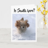 "SANTA HERE YET" KAN NIET WACHTEN OM VROLIJK KERST KAART (Gele Bloem)