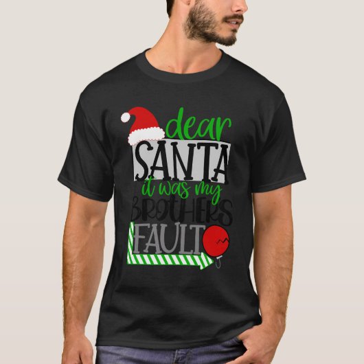 Santa Het was mijn broers Fault Funny Kinder Kerst T-shirt (Voorkant)