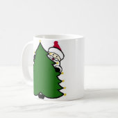 Santa Hides achter kerstboom Koffiemok (Voorkant links)