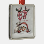 Santa Hiding from Six Seven Christmas Ornament (Rechts)