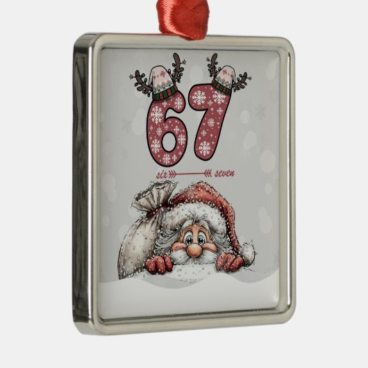 Santa Hiding from Six Seven Christmas Ornament (Rechts)