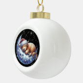 Santa Highland Koe Slaapt op de Maan Keramische Bal Ornament (Rechts)