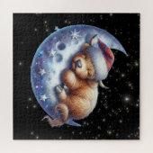 Santa Highland Koe Slaapt op de Maan Legpuzzel (Horizontaal)