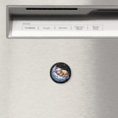 Santa Highland Koe Slaapt op de Maan Magneet (Insitu (Vaatwasser))