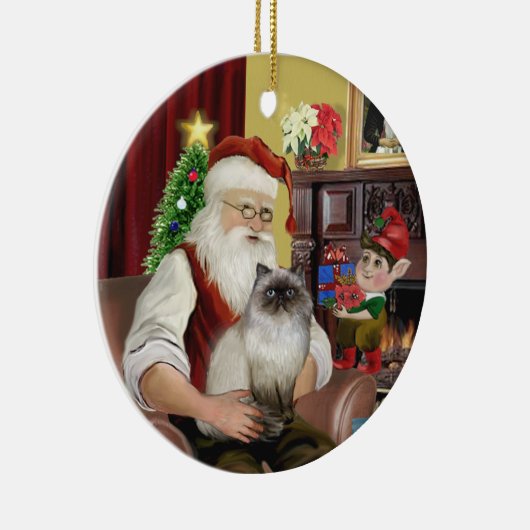 Santa - Himalaya kat 7 Keramisch Ornament (Rechts)