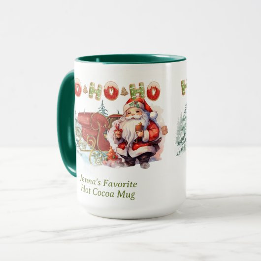 Santa Ho-Ho-Ho gepersonaliseerde koffie Mok (Voorkant links)