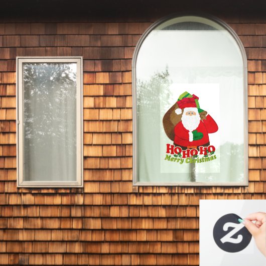 Santa Ho ho ho ho Merry Kerstrood bruin Raamsticker (Huis Raam)