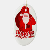 Santa HO HO HO HO uw groet rood & wit ornament (Rechts)