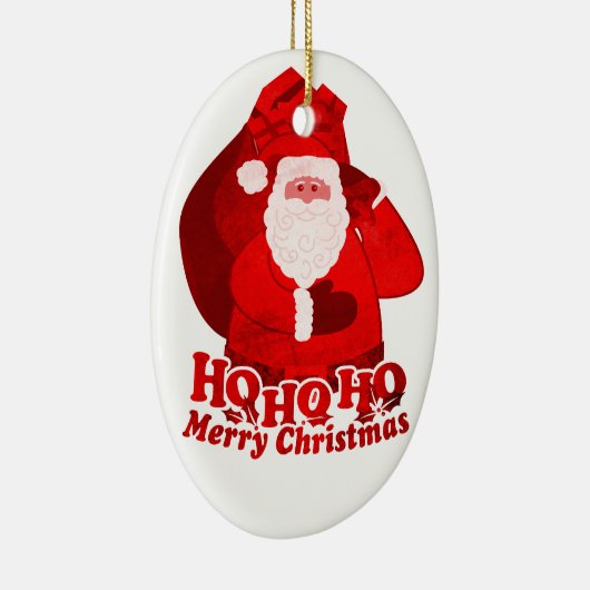 Santa HO HO HO HO uw groet rood & wit ornament (Rechts)