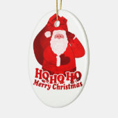 Santa HO HO HO HO uw groet rood & wit ornament (Links)