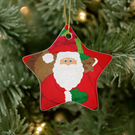 Santa "Ho Ho Ho Merry Kerstmis"-ornament Keramisch Ornament (Boom)