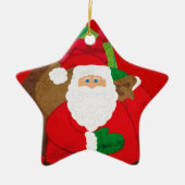 Santa "Ho Ho Ho Merry Kerstmis"-ornament Keramisch Ornament (Voorkant)