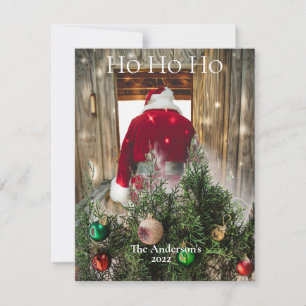 Santa Ho Ho Ho Ornamenten Gepersonaliseerd rood Gr Feestdagenkaart