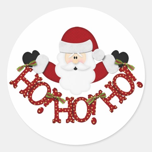 Santa Ho Ho Ho Ronde Sticker (Voorkant)