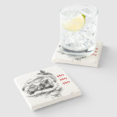 Santa Ho Ho Ho Stenen Onderzetter (Zijkant)