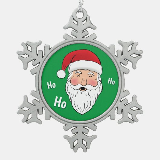 Santa (Ho, Ho, Ho) Tin Sneeuwvlok Ornament (Voorkant)
