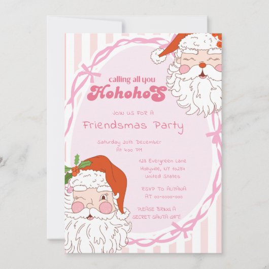 Santa Ho Ho Hos Grappige Vriendjes Kerstfeest Kaart (Voorkant)