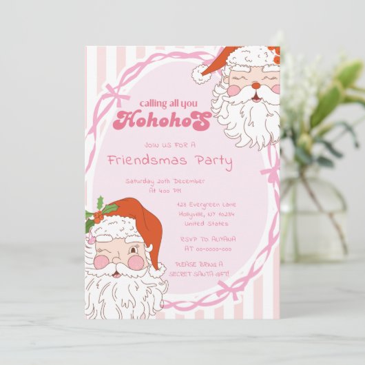 Santa Ho Ho Hos Grappige Vriendjes Kerstfeest Kaart (Staand voorkant)