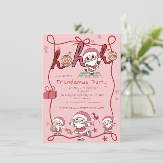 Santa Ho Ho Hos Grappige Vriendjes Kerstfeest Kaart (Staand voorkant)