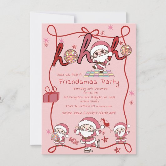 Santa Ho Ho Hos Grappige Vriendjes Kerstfeest Kaart (Voorkant)