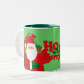 Santa "Ho Ho Merry Kerstmis" groene mok (Voorkant links)