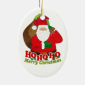 Santa HO HO rood groen en wit ornament (Achterkant)