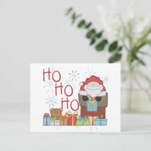 Santa Ho Ho Tshirts en Geschenken Feestdagenkaart (Staand voorkant)