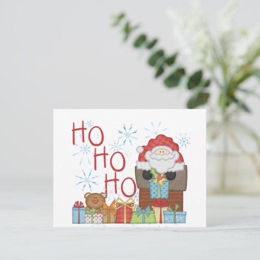 Santa Ho Ho Tshirts en Geschenken Feestdagenkaart (Staand voorkant)
