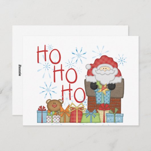 Santa Ho Ho Tshirts en Geschenken Feestdagenkaart (Voorkant / Achterkant)