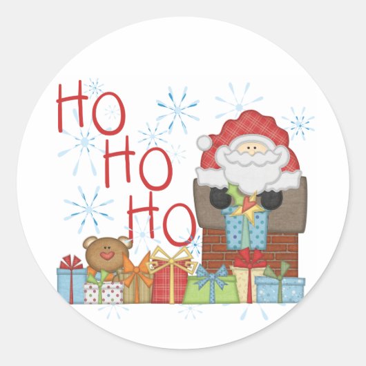 Santa Ho Ho Tshirts en Geschenken Ronde Sticker (Voorkant)