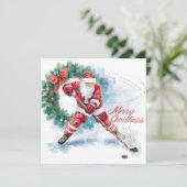 Santa Hockey Christmas Card  Feestdagenkaart (Staand voorkant)