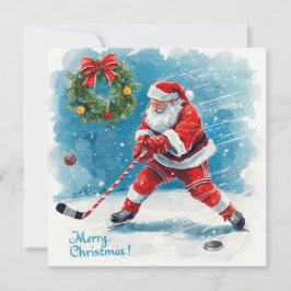 Santa Hockey Christmas Card Feestdagenkaart