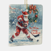 Santa Hockey Christmas Card  Keramisch Ornament (Rechts)