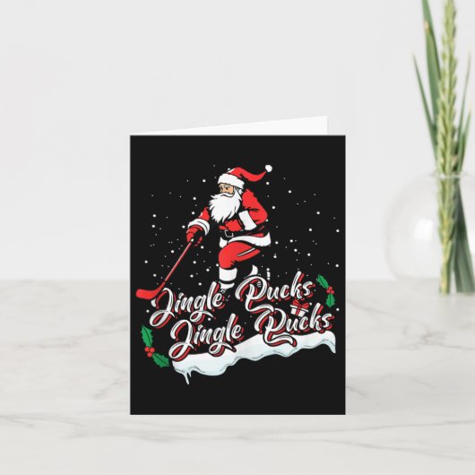 Santa Hockey Speler IJshockey Xmas Sport Kerstmis Kaart (Voorkant)