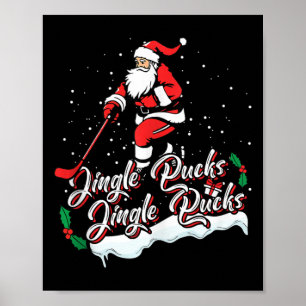Santa Hockey Speler IJshockey Xmas Sport Kerstmis Poster