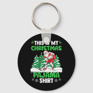 Santa Hockey Speler Xmas Sport Dit Is Mijn Kerstmi Sleutelhanger