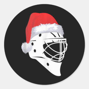 Santa Hockey Speler Xmas Sport Vrolijk Kerstfeest  Ronde Sticker