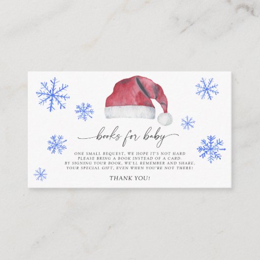 Santa hoed boeken voor baby ticket bijsluiter kaar informatiekaartje (Voorkant)